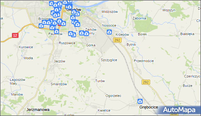 mapa Szczyglice gmina Głogów, Szczyglice gmina Głogów na mapie Targeo