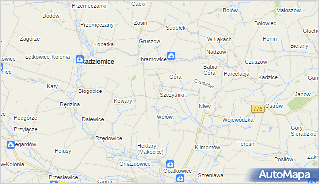 mapa Szczytniki gmina Proszowice, Szczytniki gmina Proszowice na mapie Targeo