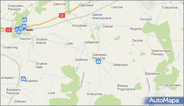 mapa Szelejewo Pierwsze, Szelejewo Pierwsze na mapie Targeo