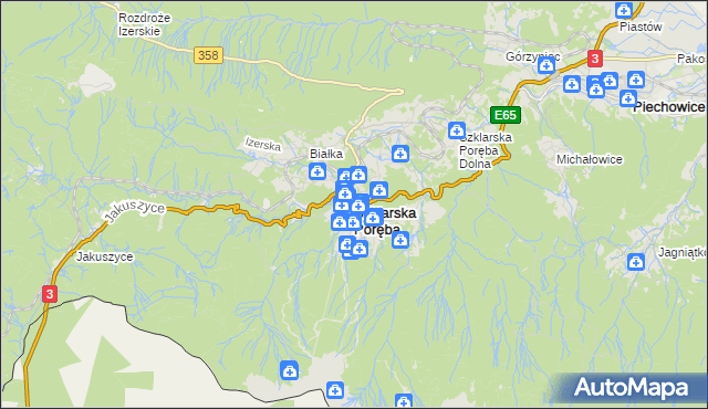 mapa Szklarska Poręba, Szklarska Poręba na mapie Targeo