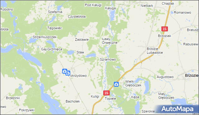 mapa Szramowo gmina Zbiczno, Szramowo gmina Zbiczno na mapie Targeo