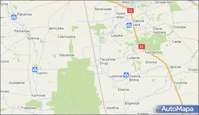 mapa Taczanów Drugi, Taczanów Drugi na mapie Targeo