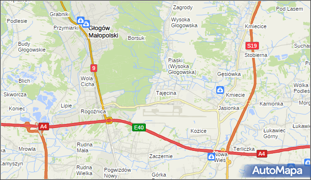 mapa Tajęcina, Tajęcina na mapie Targeo