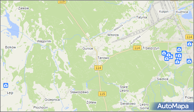mapa Tanowo, Tanowo na mapie Targeo