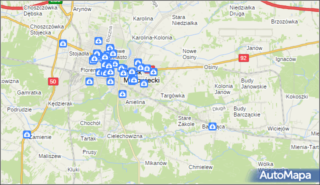 mapa Targówka gmina Mińsk Mazowiecki, Targówka gmina Mińsk Mazowiecki na mapie Targeo