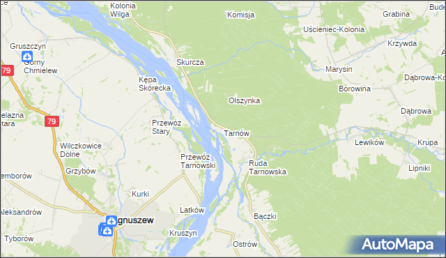 mapa Tarnów gmina Wilga, Tarnów gmina Wilga na mapie Targeo
