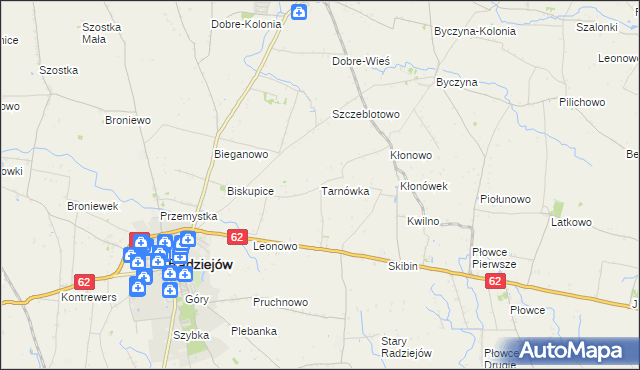 mapa Tarnówka gmina Radziejów, Tarnówka gmina Radziejów na mapie Targeo