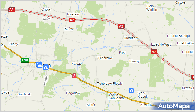 mapa Tchórzew gmina Zbuczyn, Tchórzew gmina Zbuczyn na mapie Targeo