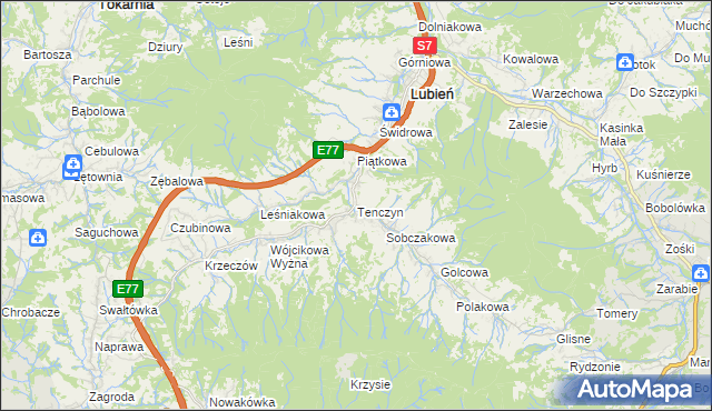 mapa Tenczyn, Tenczyn na mapie Targeo