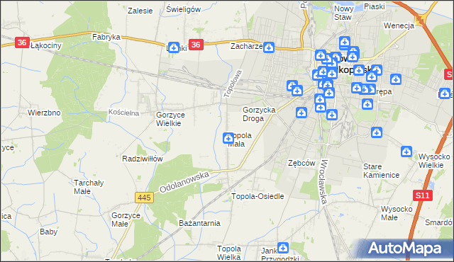 mapa Topola Mała, Topola Mała na mapie Targeo