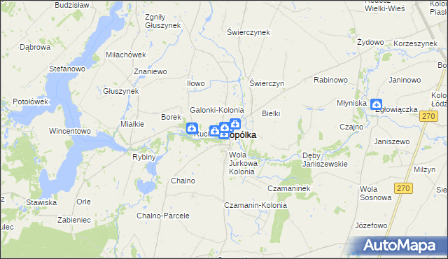 mapa Topólka powiat radziejowski, Topólka powiat radziejowski na mapie Targeo