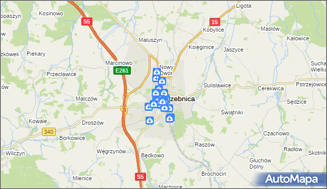 mapa Trzebnica, Trzebnica na mapie Targeo