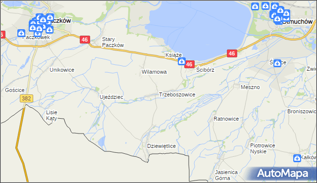 mapa Trzeboszowice, Trzeboszowice na mapie Targeo