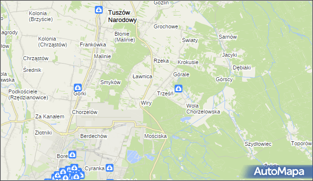 mapa Trześń gmina Mielec, Trześń gmina Mielec na mapie Targeo