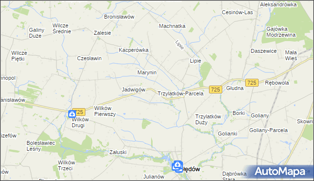 mapa Trzylatków-Parcela, Trzylatków-Parcela na mapie Targeo