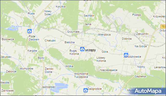 mapa Tuczępy powiat buski, Tuczępy powiat buski na mapie Targeo