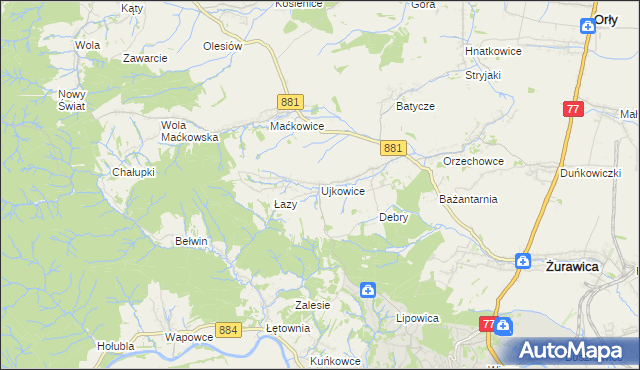 mapa Ujkowice, Ujkowice na mapie Targeo