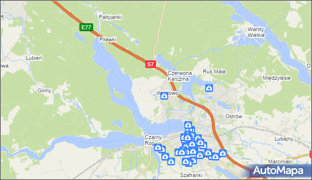 mapa Wałdowo gmina Ostróda, Wałdowo gmina Ostróda na mapie Targeo