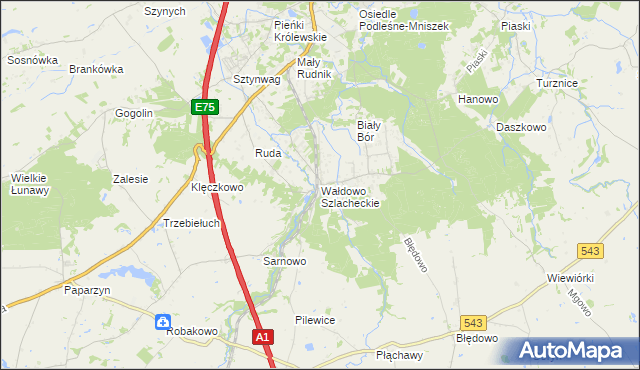 mapa Wałdowo Szlacheckie, Wałdowo Szlacheckie na mapie Targeo