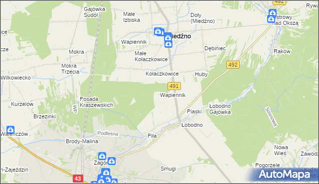 mapa Wapiennik gmina Kłobuck, Wapiennik gmina Kłobuck na mapie Targeo