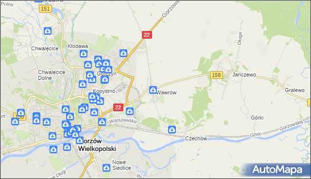 mapa Wawrów, Wawrów na mapie Targeo