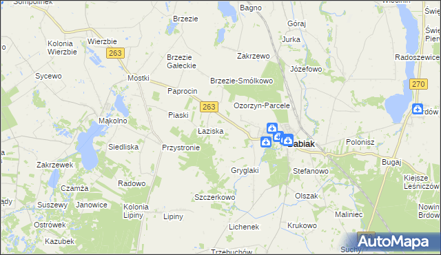 mapa Wawrzyny gmina Babiak, Wawrzyny gmina Babiak na mapie Targeo