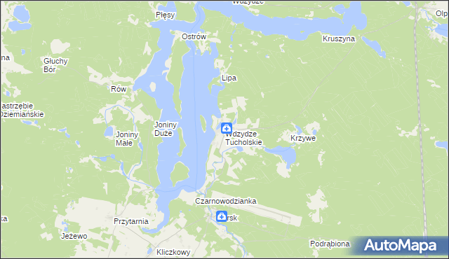 mapa Wdzydze Tucholskie, Wdzydze Tucholskie na mapie Targeo