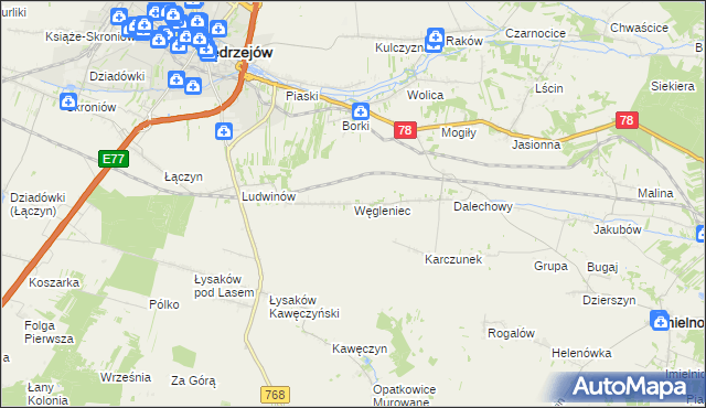 mapa Węgleniec, Węgleniec na mapie Targeo