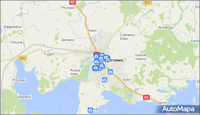 mapa Węgorzewo, Węgorzewo na mapie Targeo