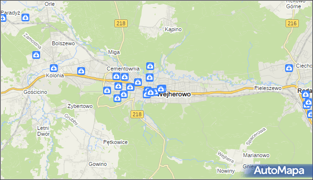 mapa Wejherowo, Wejherowo na mapie Targeo