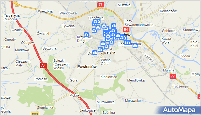 mapa Widna Góra, Widna Góra na mapie Targeo