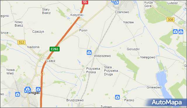 mapa Widziszewo, Widziszewo na mapie Targeo