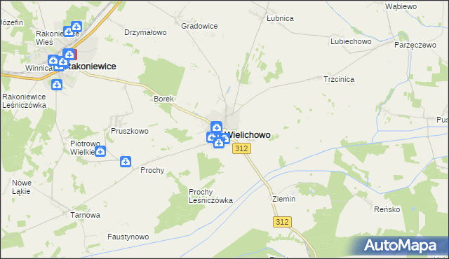 mapa Wielichowo powiat grodziski, Wielichowo powiat grodziski na mapie Targeo
