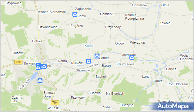 mapa Wierbka, Wierbka na mapie Targeo