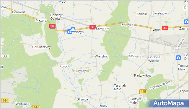 mapa Wierzbno gmina Odolanów, Wierzbno gmina Odolanów na mapie Targeo