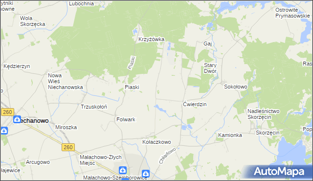 mapa Wierzchowiska gmina Witkowo, Wierzchowiska gmina Witkowo na mapie Targeo