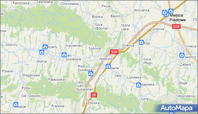 mapa Wietrzno gmina Dukla, Wietrzno gmina Dukla na mapie Targeo