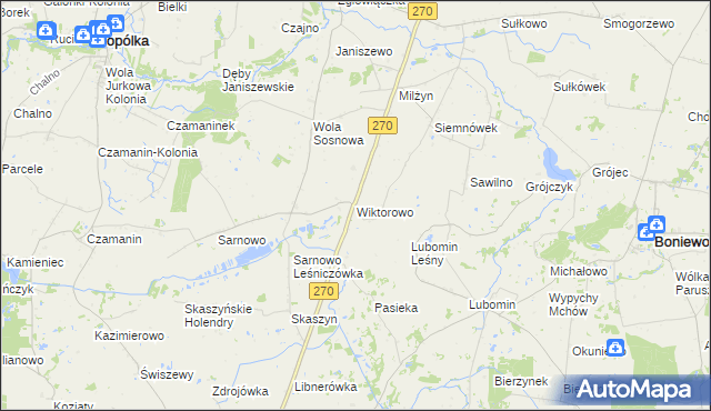 mapa Wiktorowo gmina Lubraniec, Wiktorowo gmina Lubraniec na mapie Targeo