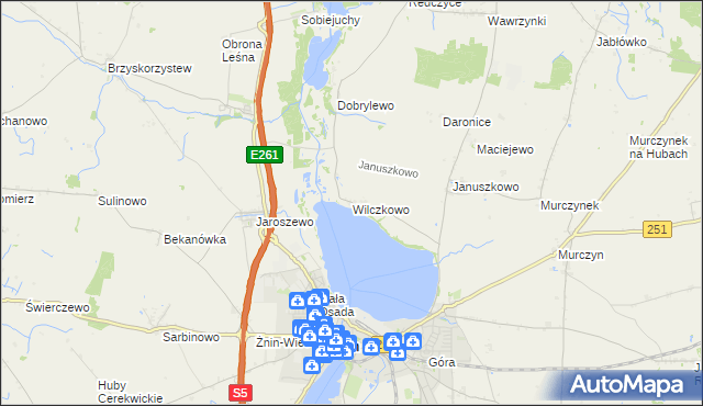 mapa Wilczkowo gmina Żnin, Wilczkowo gmina Żnin na mapie Targeo