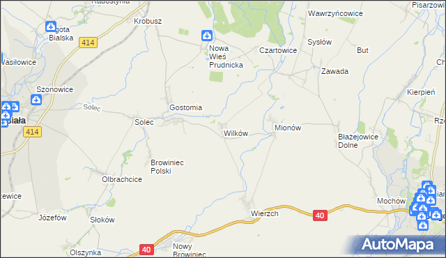 mapa Wilków gmina Biała, Wilków gmina Biała na mapie Targeo