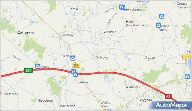 mapa Wilkowo gmina Duszniki, Wilkowo gmina Duszniki na mapie Targeo