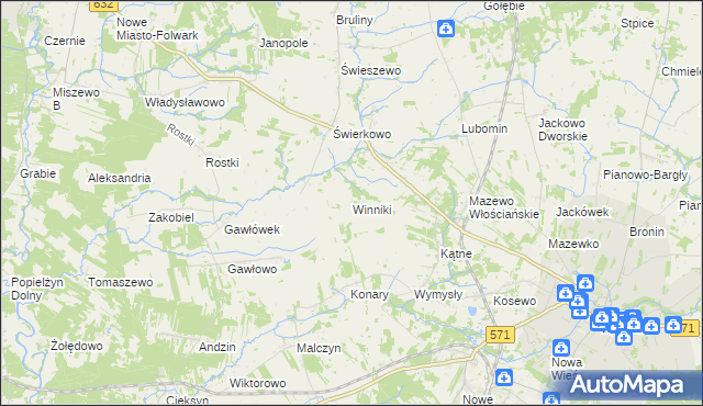 mapa Winniki gmina Nasielsk, Winniki gmina Nasielsk na mapie Targeo