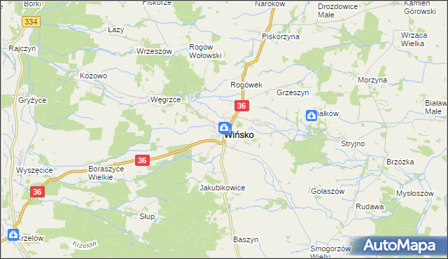 mapa Wińsko, Wińsko na mapie Targeo