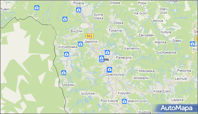 mapa Wisła, Wisła na mapie Targeo