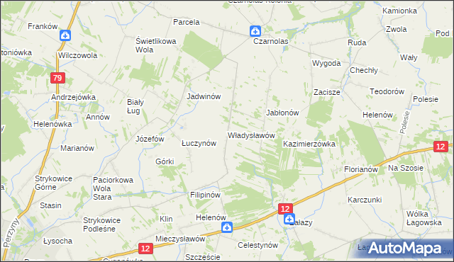 mapa Władysławów gmina Policzna, Władysławów gmina Policzna na mapie Targeo