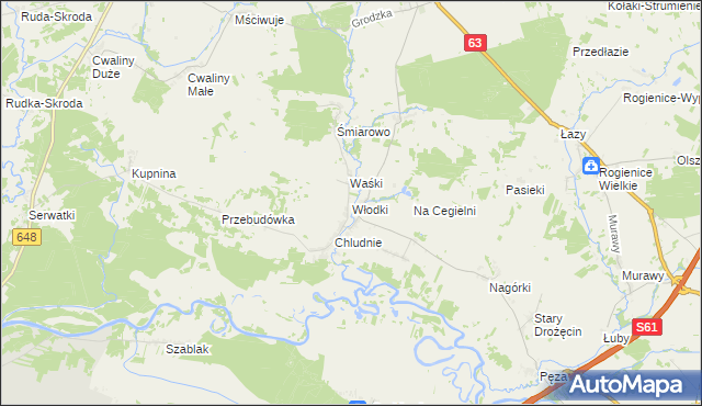 mapa Włodki gmina Mały Płock, Włodki gmina Mały Płock na mapie Targeo