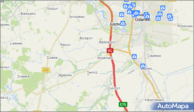 mapa Wojanowo, Wojanowo na mapie Targeo