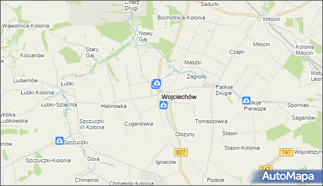 mapa Wojciechów powiat lubelski, Wojciechów powiat lubelski na mapie Targeo