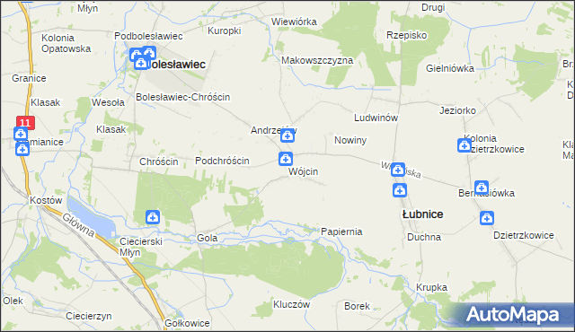 mapa Wójcin gmina Łubnice, Wójcin gmina Łubnice na mapie Targeo