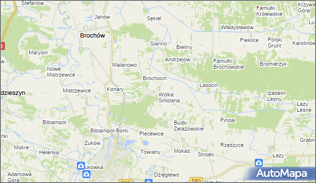 mapa Wólka Smolana gmina Brochów, Wólka Smolana gmina Brochów na mapie Targeo